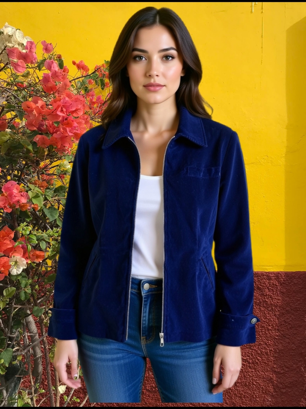Effortless! Timeless! Versatile! Lovely Rich Royal Blue Vintage Corduroy Jacket